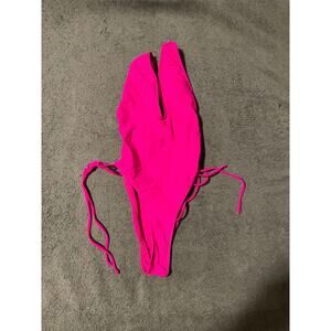 One Piece Swimsuit Womens S Hot Pink Plunge Halter Side Tie Cheeky Beachwear